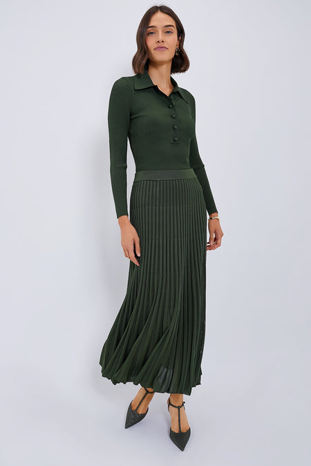 Forest Pleated Midi Skirt