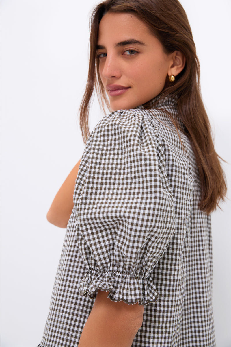 Green Gingham Mini Selena Dress