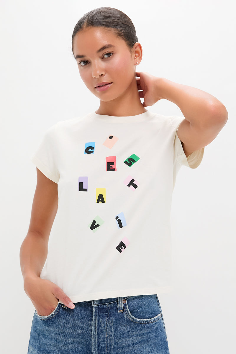 Cream with Multi C'est La Vie Classic Tee