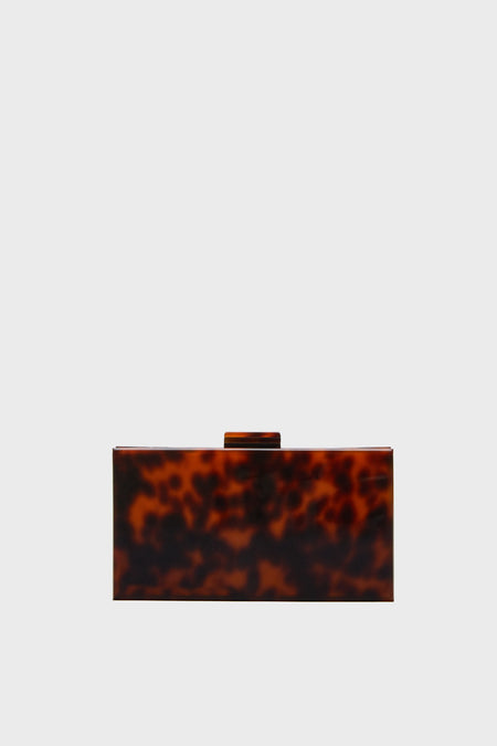 Urban Expressions rectangular Margot Clutch in a brown and black tortoiseshell pattern, part of our vegan handbag collection.