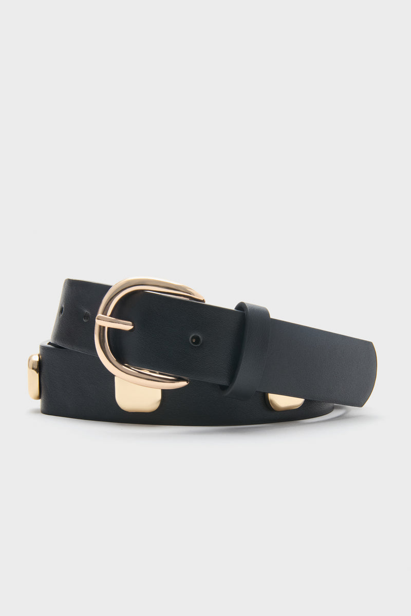 Black and Gold Flat Studded Belt