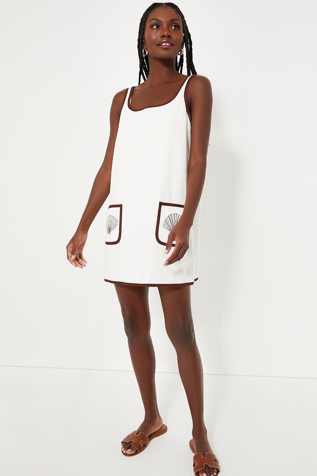 Blanc Shell Embroidered Terrycloth Dress Coverup