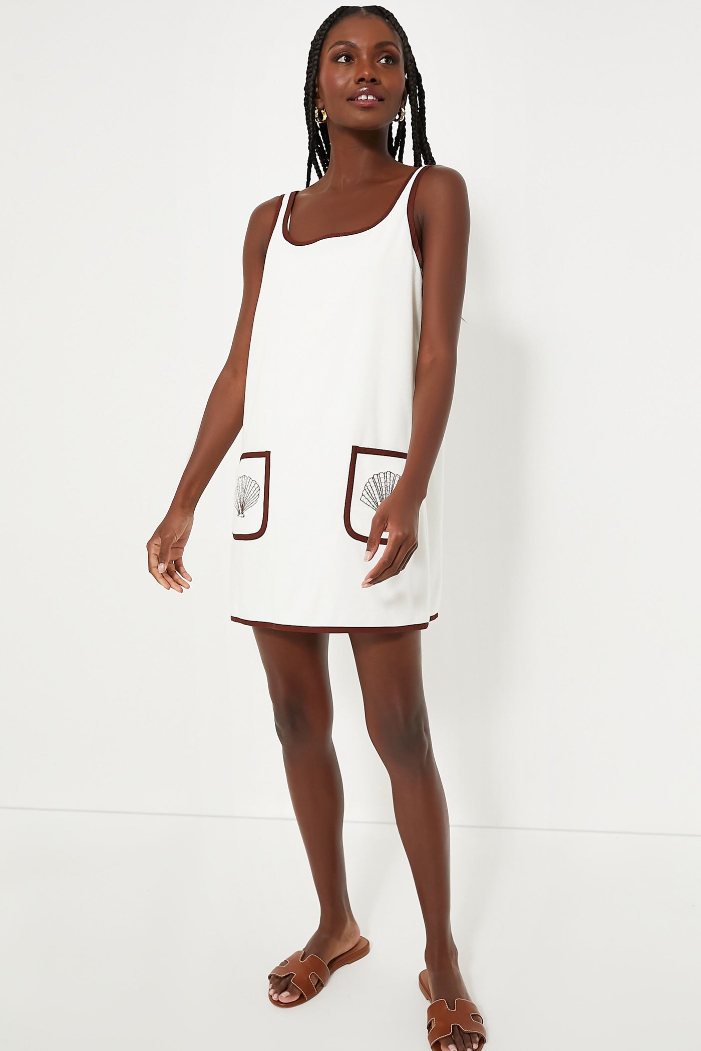 Blanc Shell Embroidered Mini Terrycloth Dress Coverup