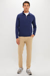 Navy Albatross Cotton-Blend Pique Quarter-Zip