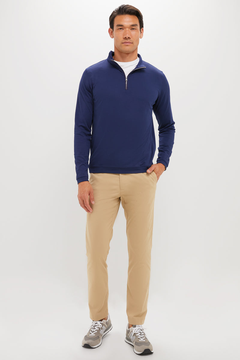 Navy Albatross Cotton-Blend Pique Quarter-Zip