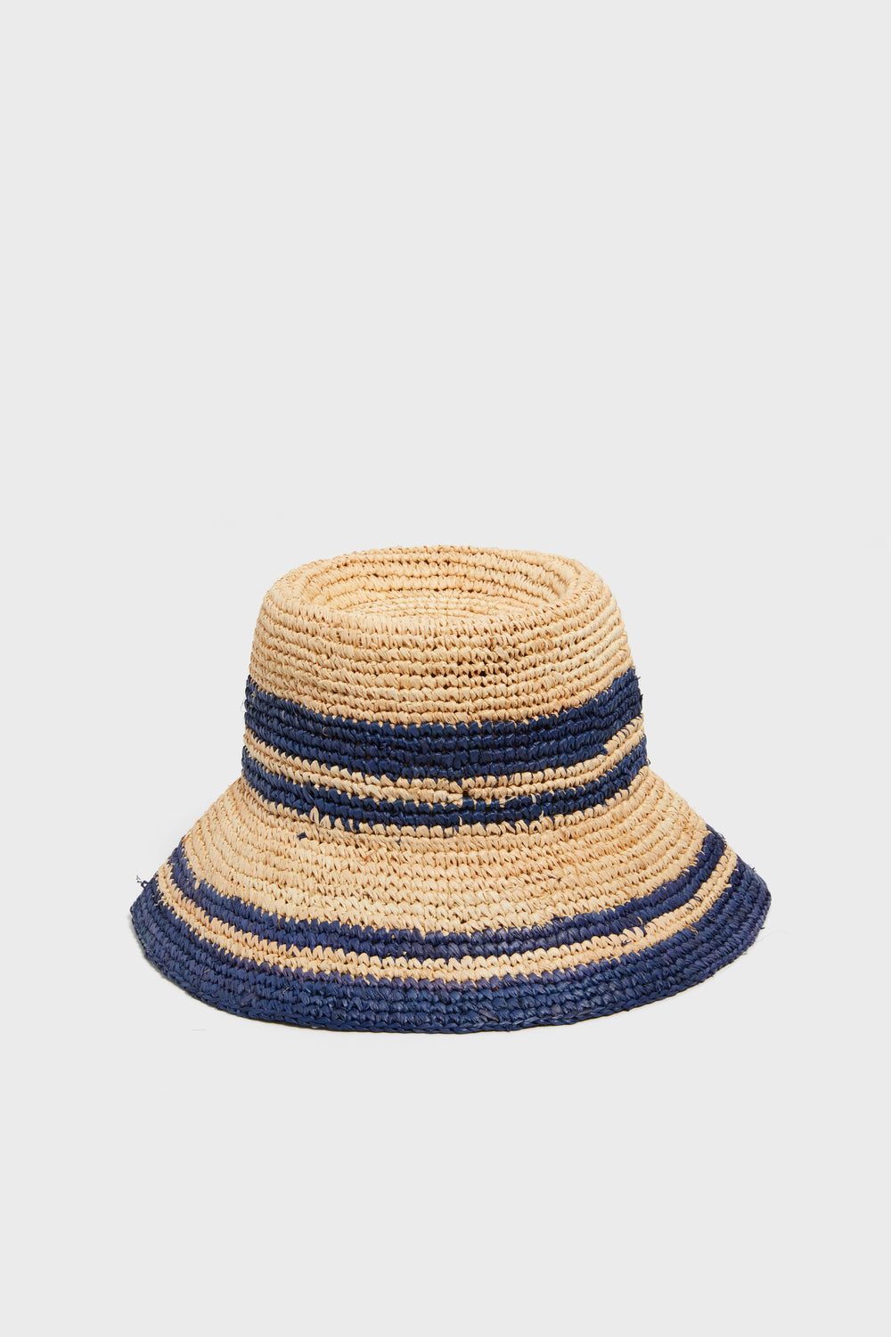 Natural and Navy Raffia Bucket Hat