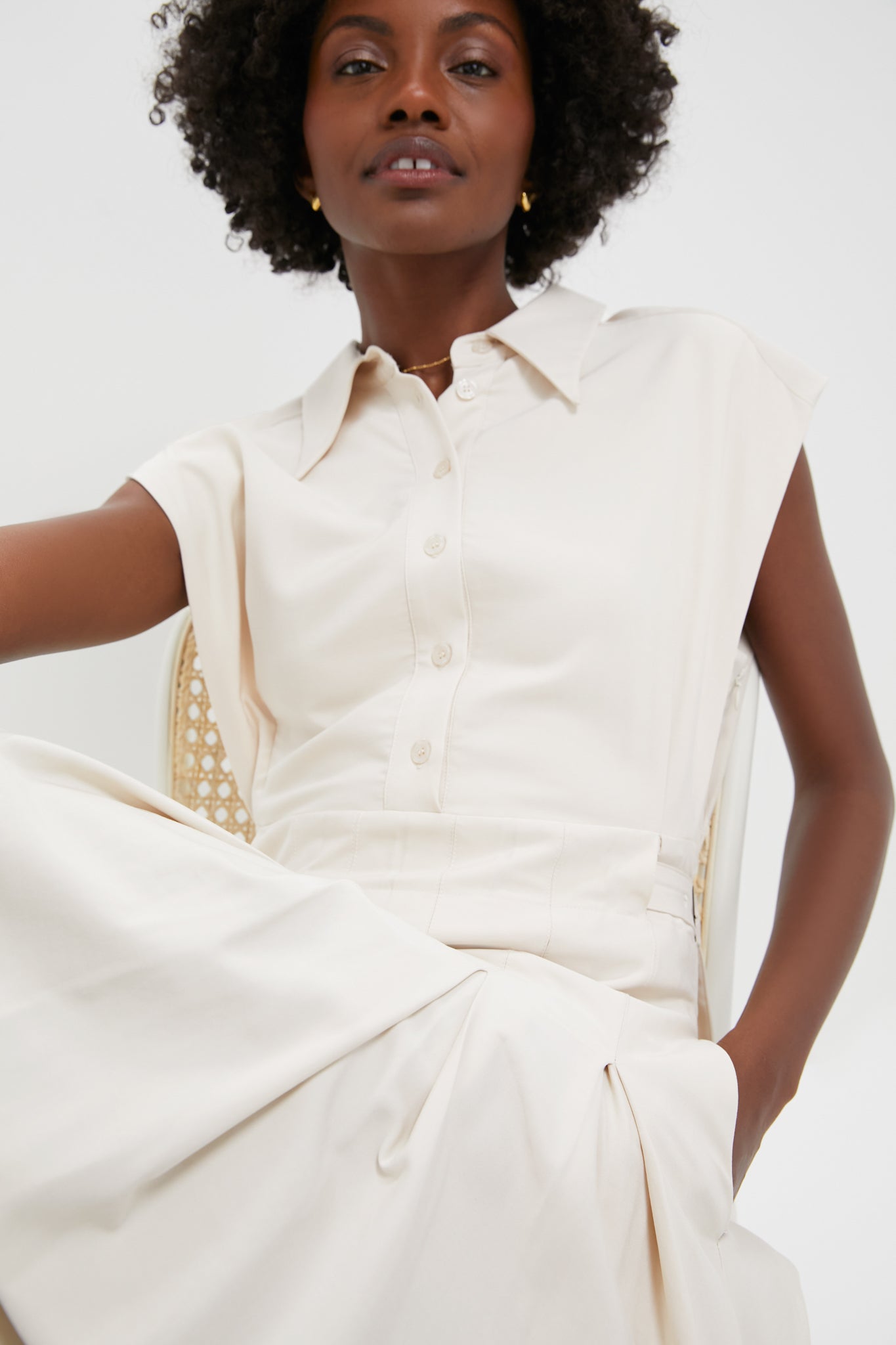 Ecru Quince Midi Shirt Dress | En Saison Ecru Quince Midi Shirt Dress | En Saison