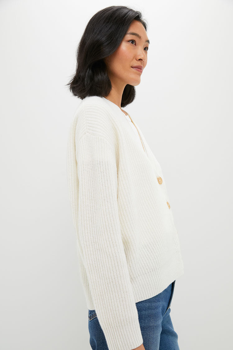 Ivory Cropped Cashmere Cocoon Cardigan