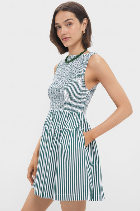 Green Stripe Cosima Mini Nap Dress