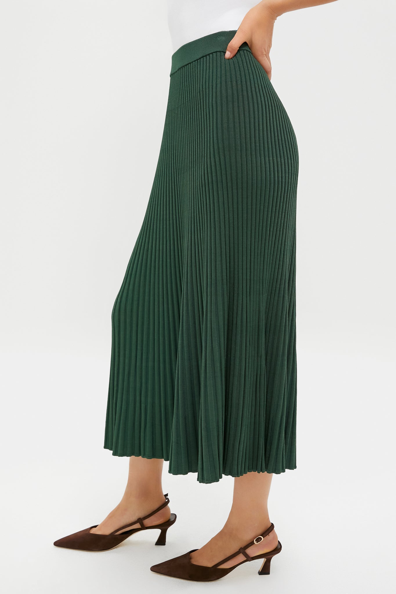 Dark Green Pleated Midi Skirt | Zimmermann