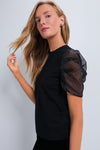 Black Tulle Sleeve Darby Blouse