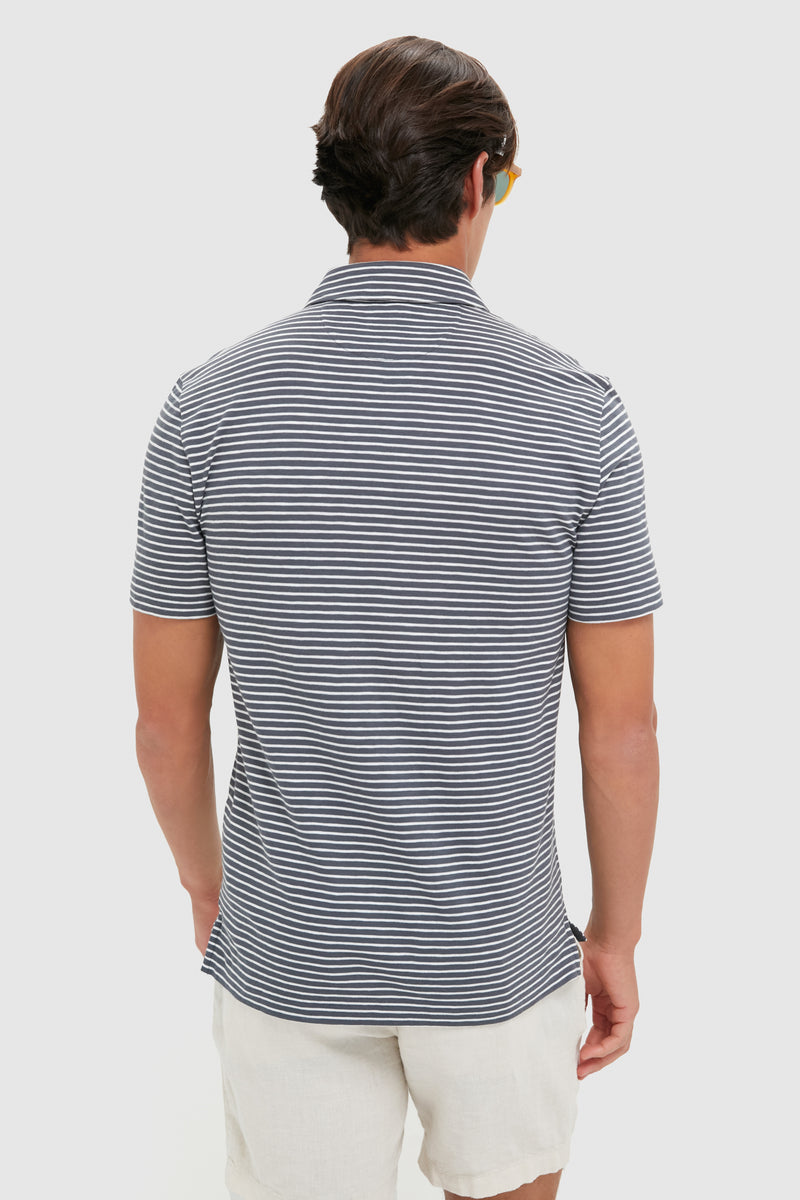 Ocean Stone Stripe Sunwashed Tee Shirt Polo