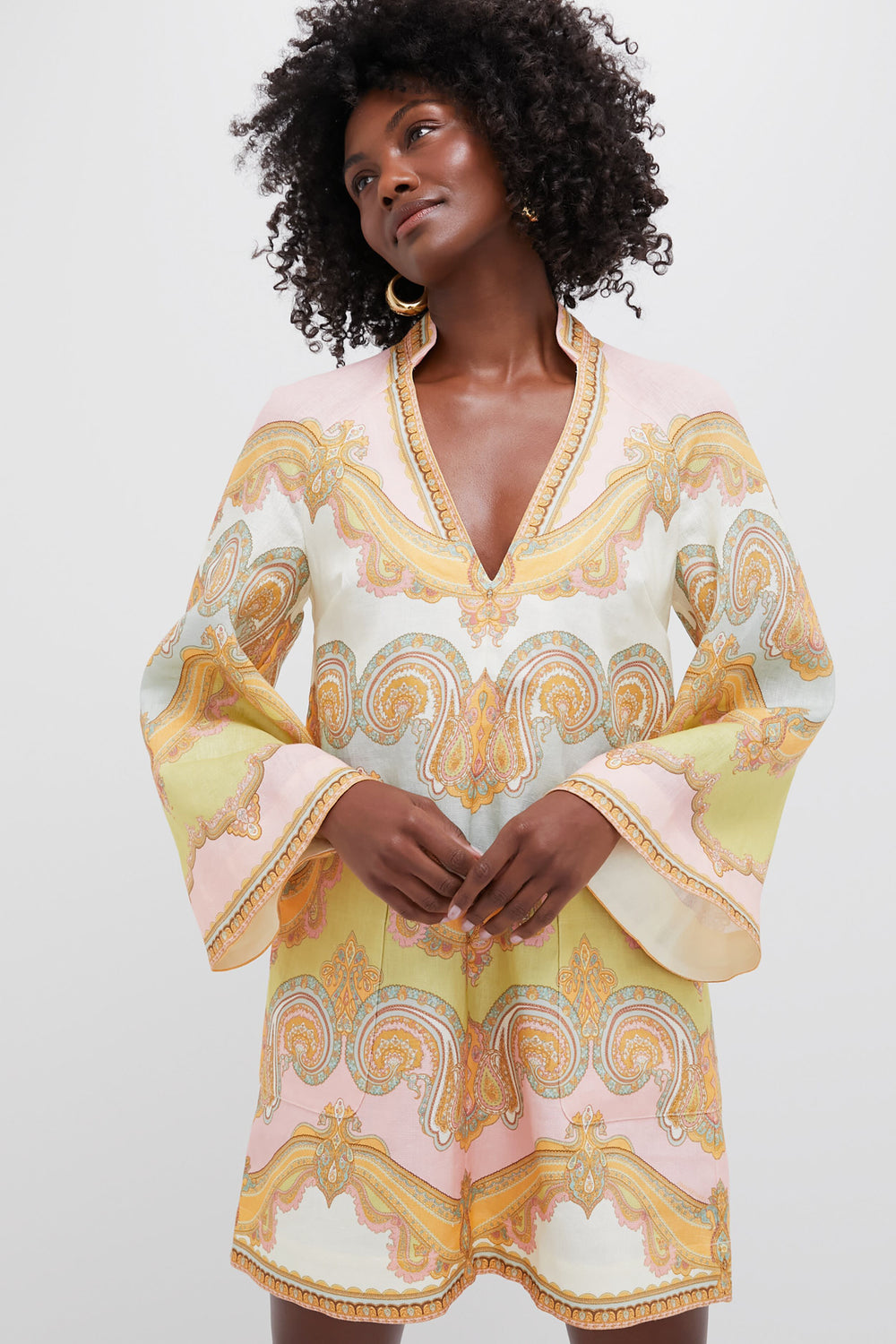 Gold Paisley Maxine Tunic Mini Dress | Zimmermann Gold Paisley Maxine Tunic Mini Dress | Zimmermann