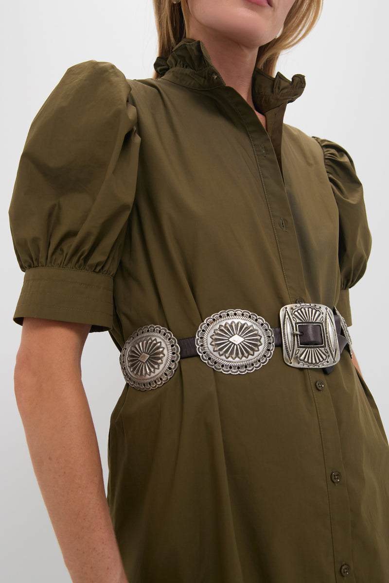 Olive Green Ruffle Collar Louisa Maxi Dress