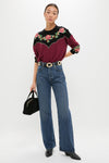 Wine Heirloom Rose Western Pullover