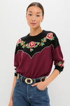 Wine Heirloom Rose Western Pullover
