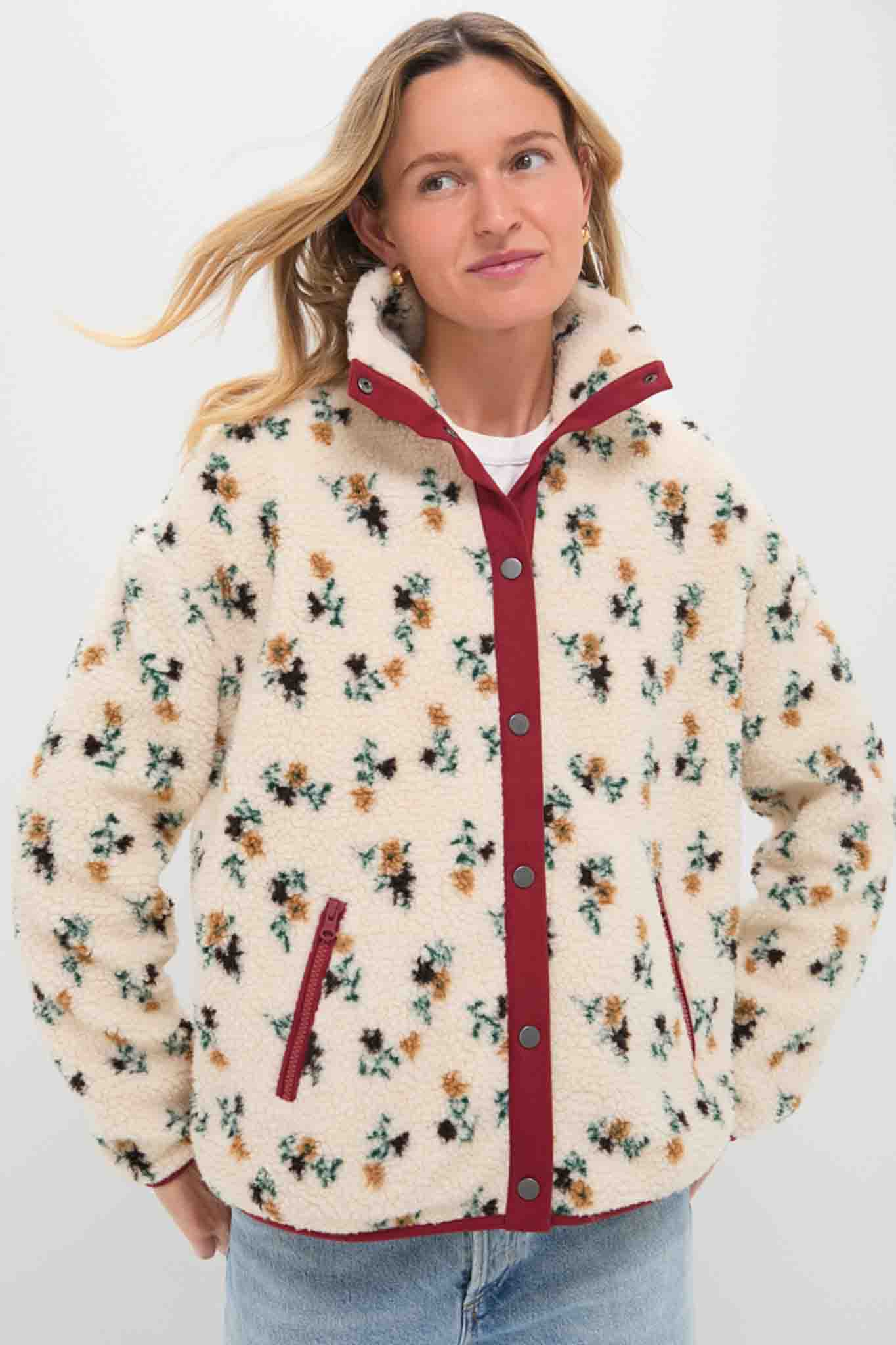 SOULEIADO 花柄　ジャケット Rust Multi Fleece Aliza Jacket | Saylor