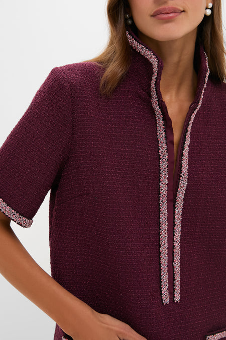 Winetasting Tweed Embellished Ophelia Dress