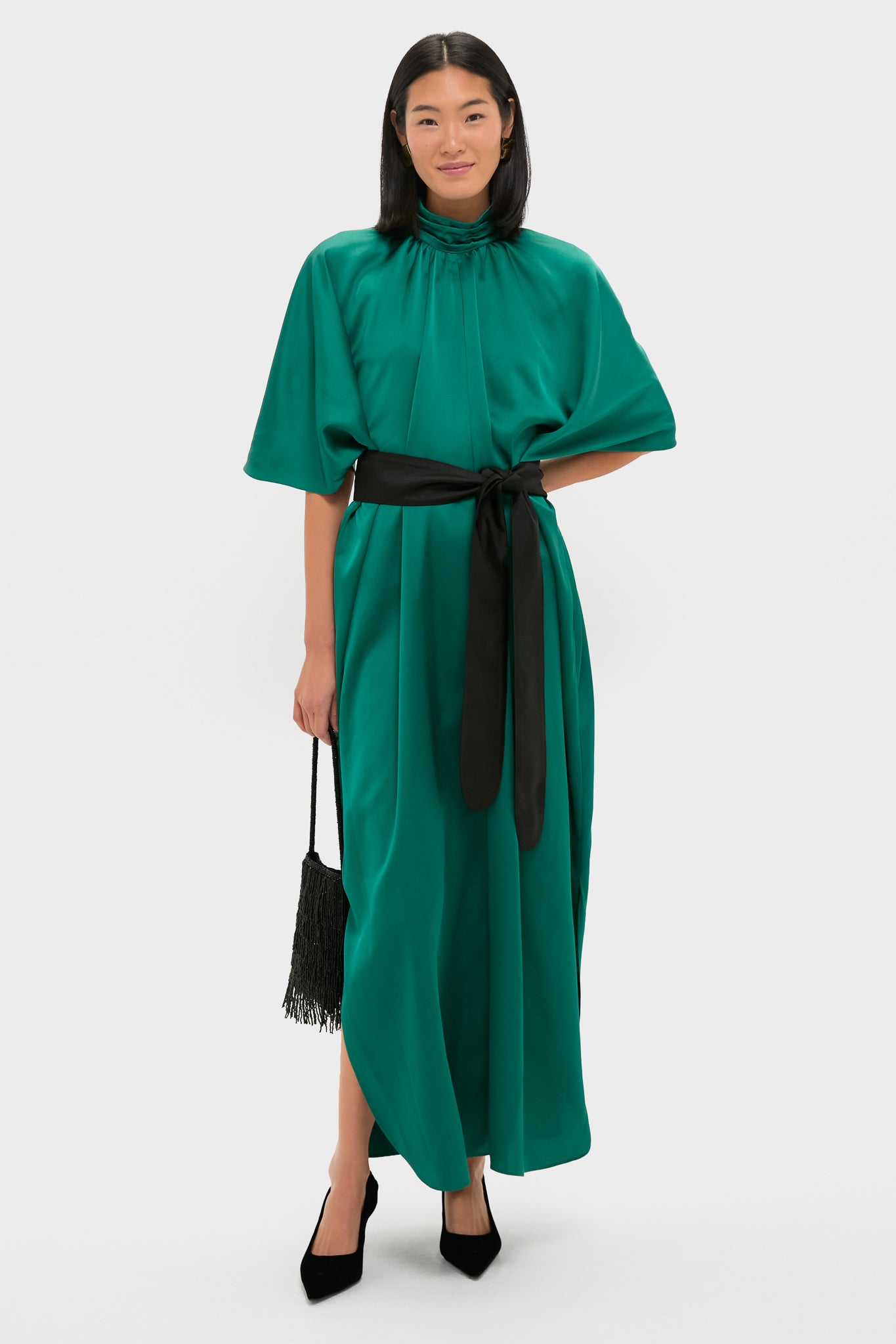 Green Satin Patricia Maxi Dress