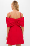 Off-the-Shoulder Red Bow Bates Mini Dress