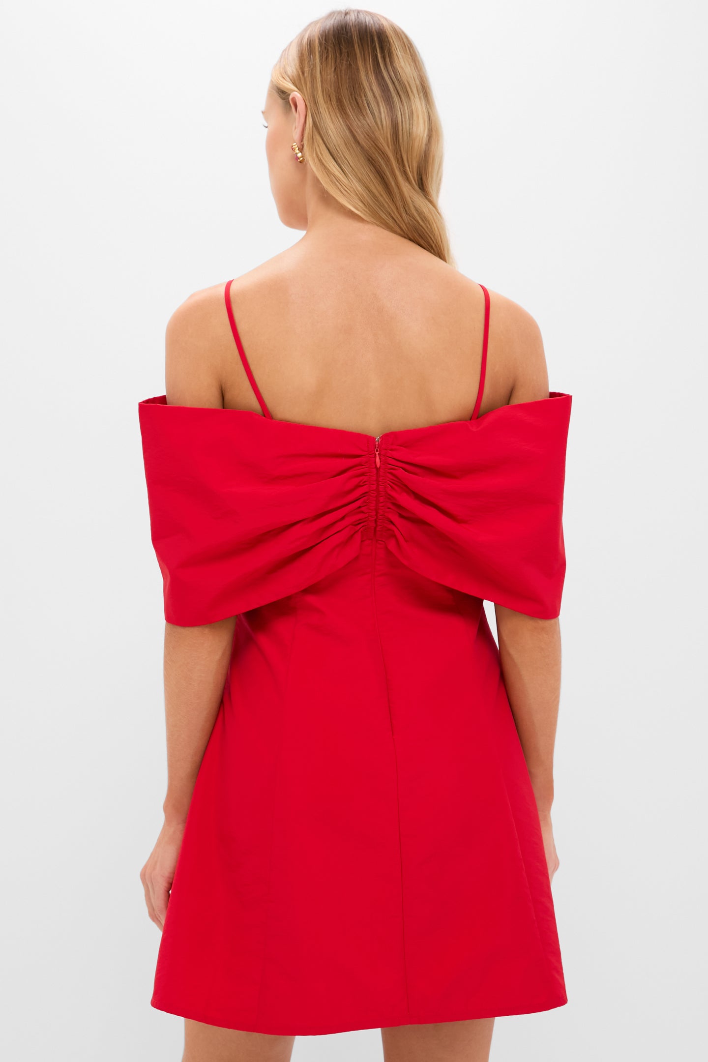 Off-the-Shoulder Red Bow Bates Mini Dress