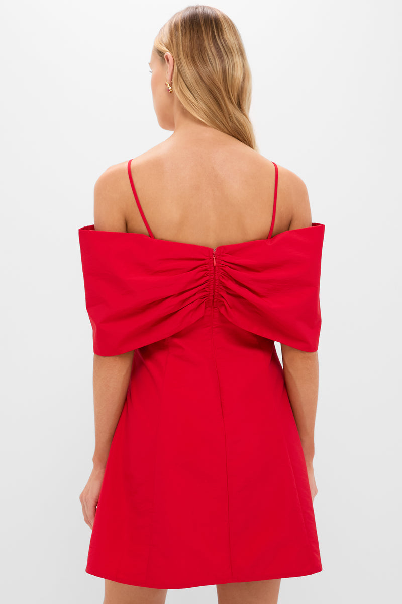 Off-the-Shoulder Red Bow Bates Mini Dress
