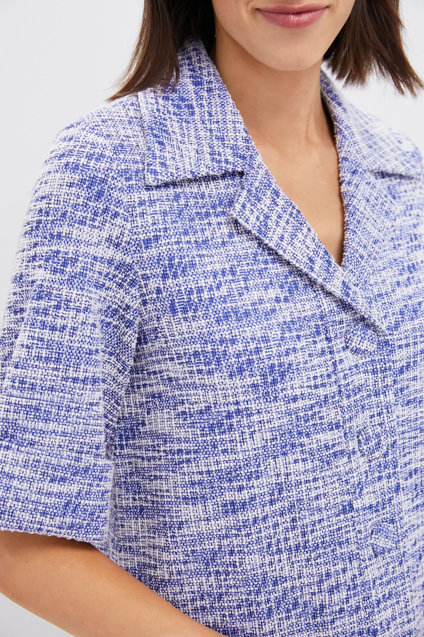 Heathered Blue Tweed Claire Dress