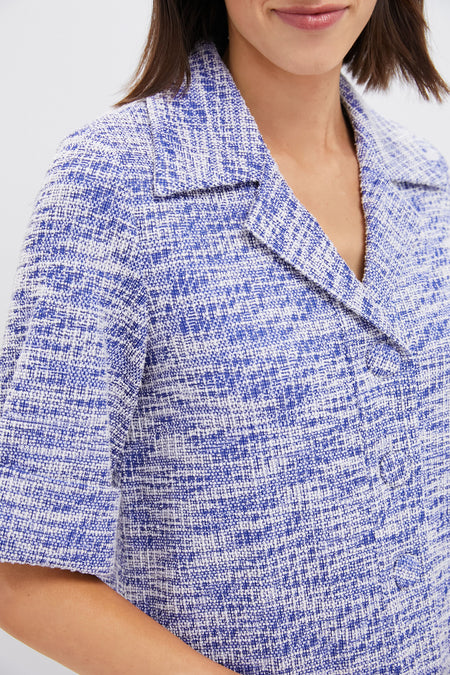 Heathered Blue Tweed Claire Dress