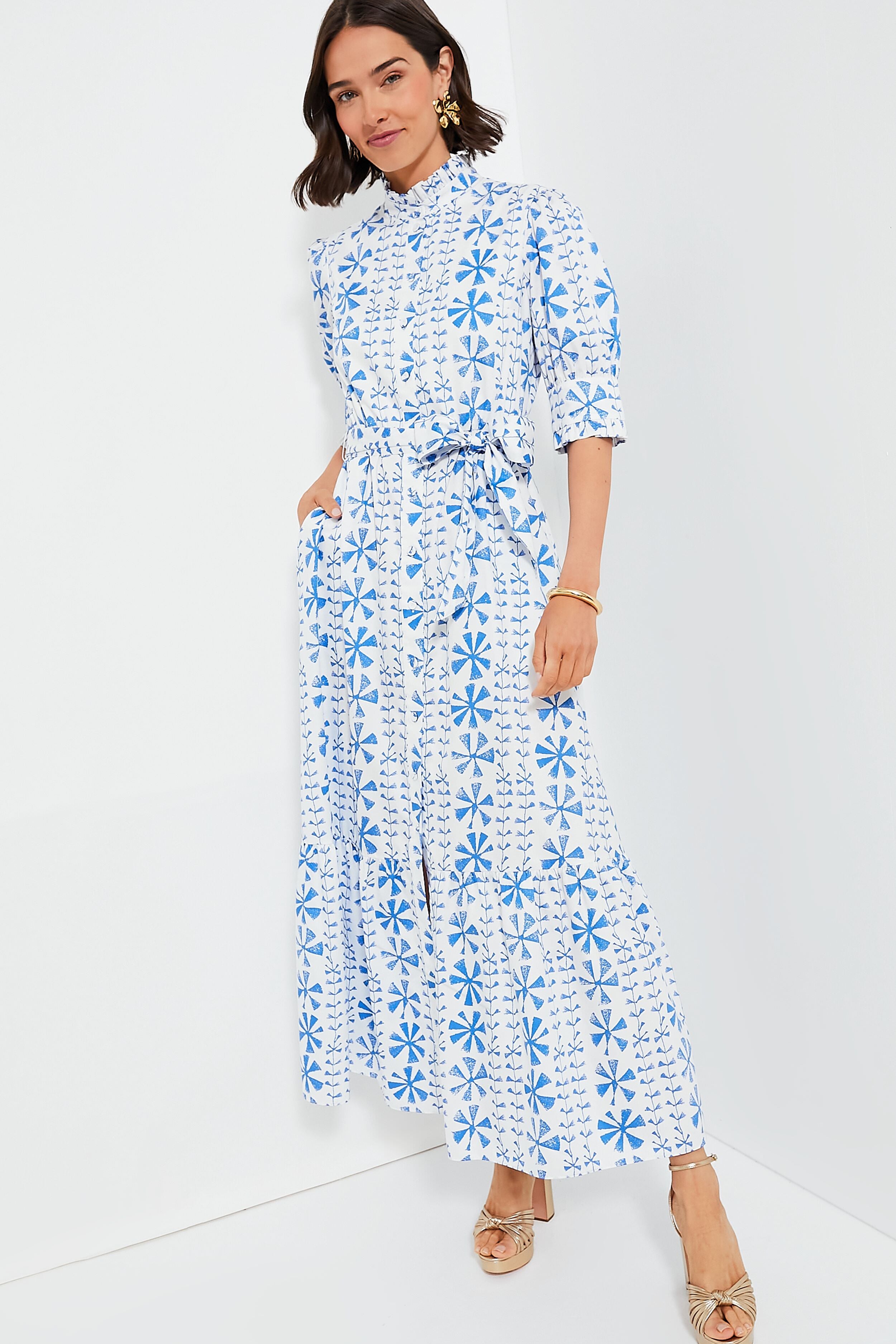 Floral Vine Blue Marni Maxi Dress