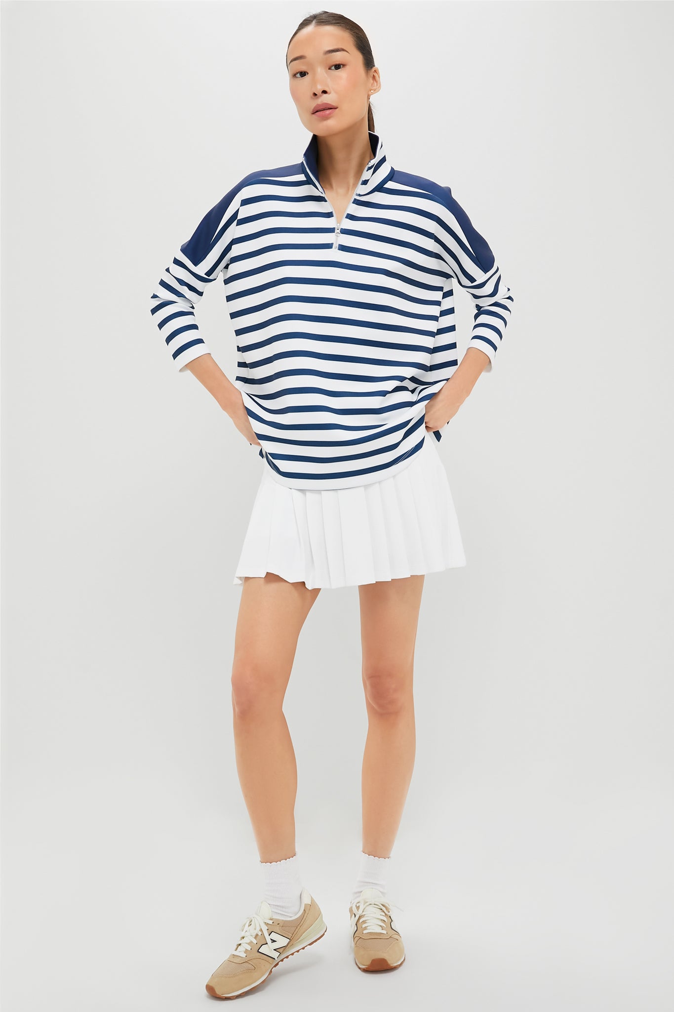 Blue and White Stripe Hudson Quarter Zip
