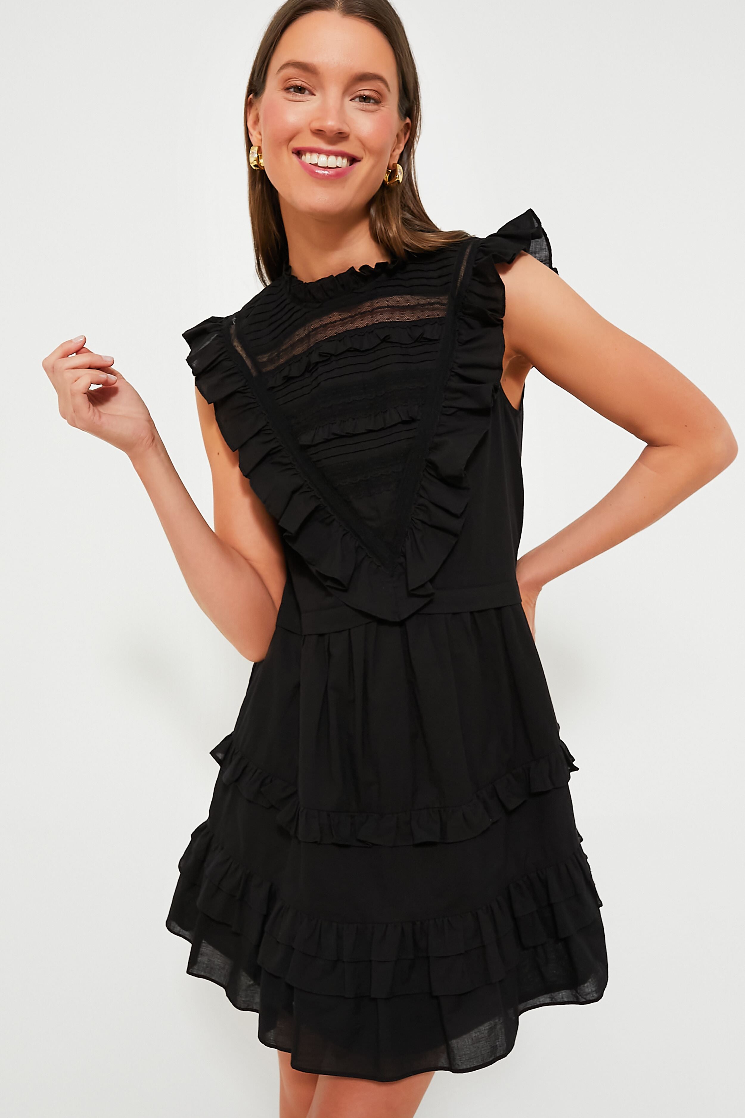 Black Cecilia Ruffle Dress | Pomander Place