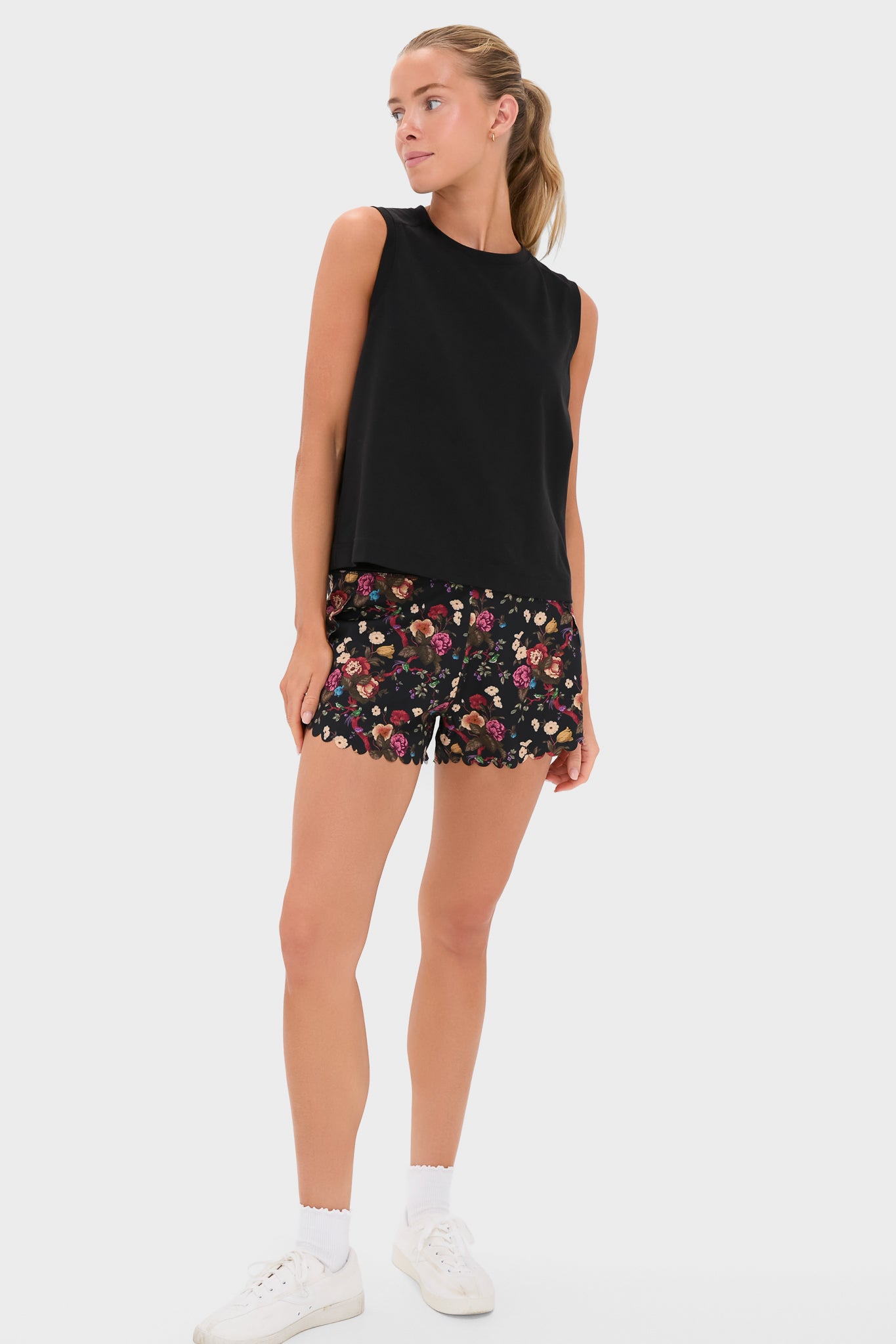 Baroque Floral Scallop Performance Jersey Marisa Short