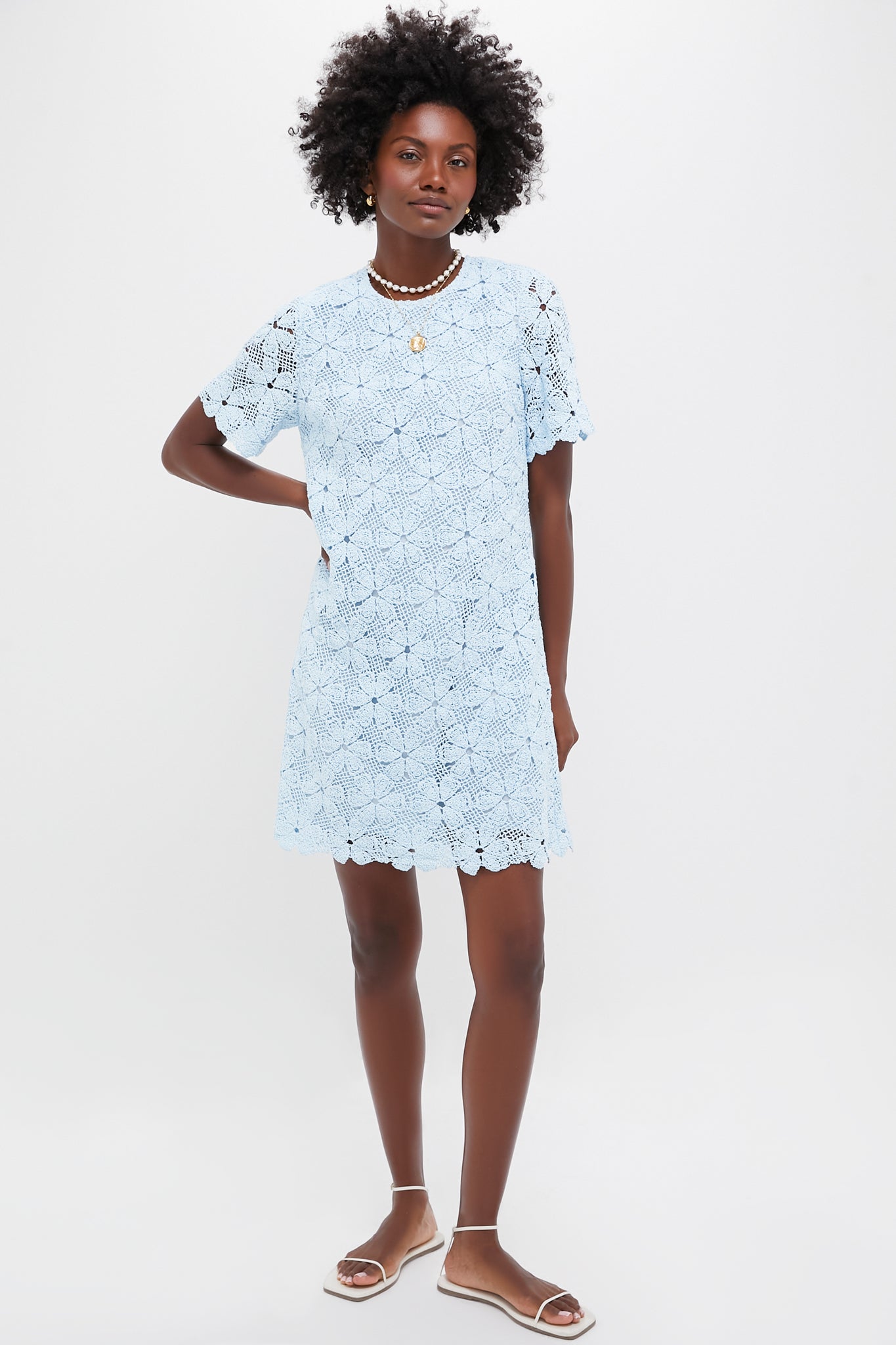 Light Blue Crochet Belclaire Dress