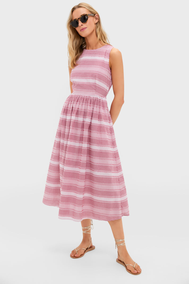White and Red Stripe Poppy Maxi Dress