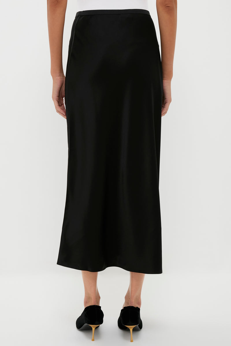 Polo Black Satin Midi Skirt