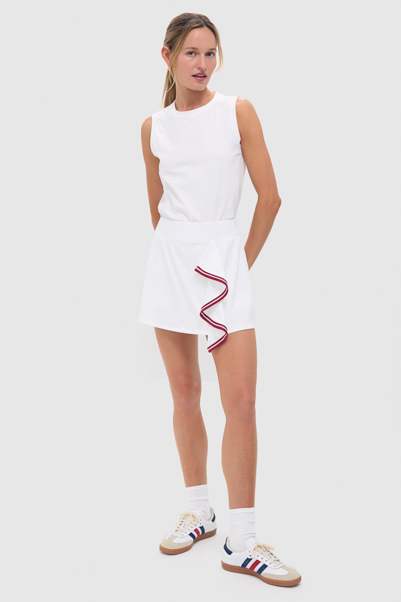 White Faux Wrap 14 Inch Performance Jersey Alexis Tennis Skirt