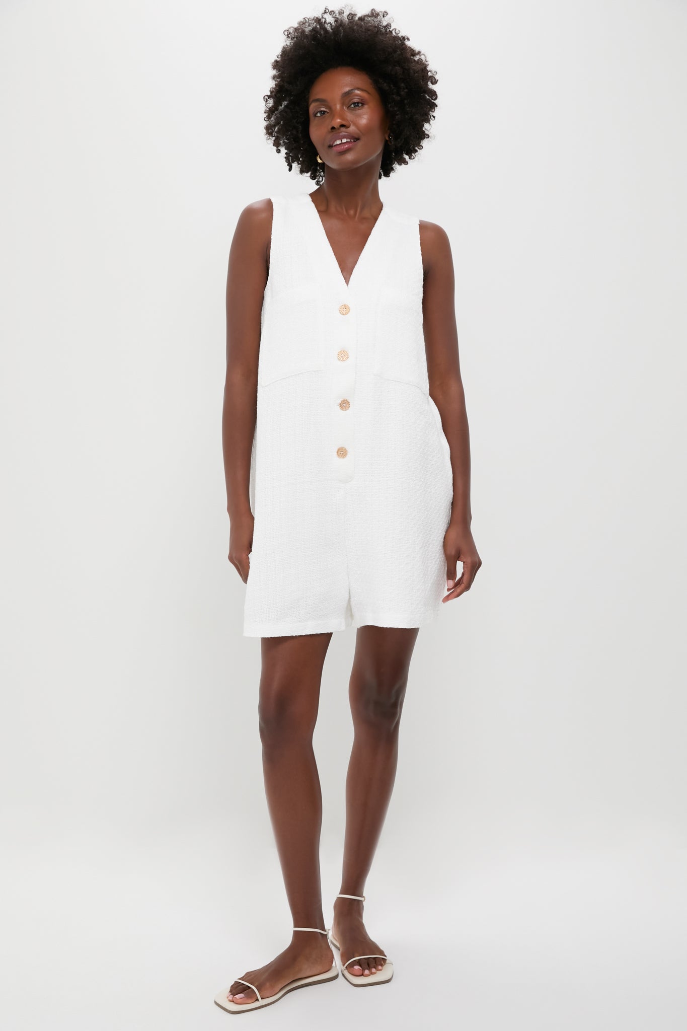 White Textured Myla Romper White Textured Myla Romper