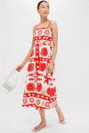 Red Multi Shell Midi Dress