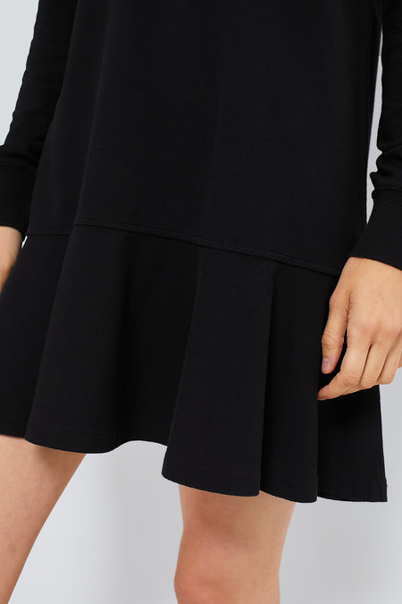 Black Long Sleeve Pique May Polo Dress