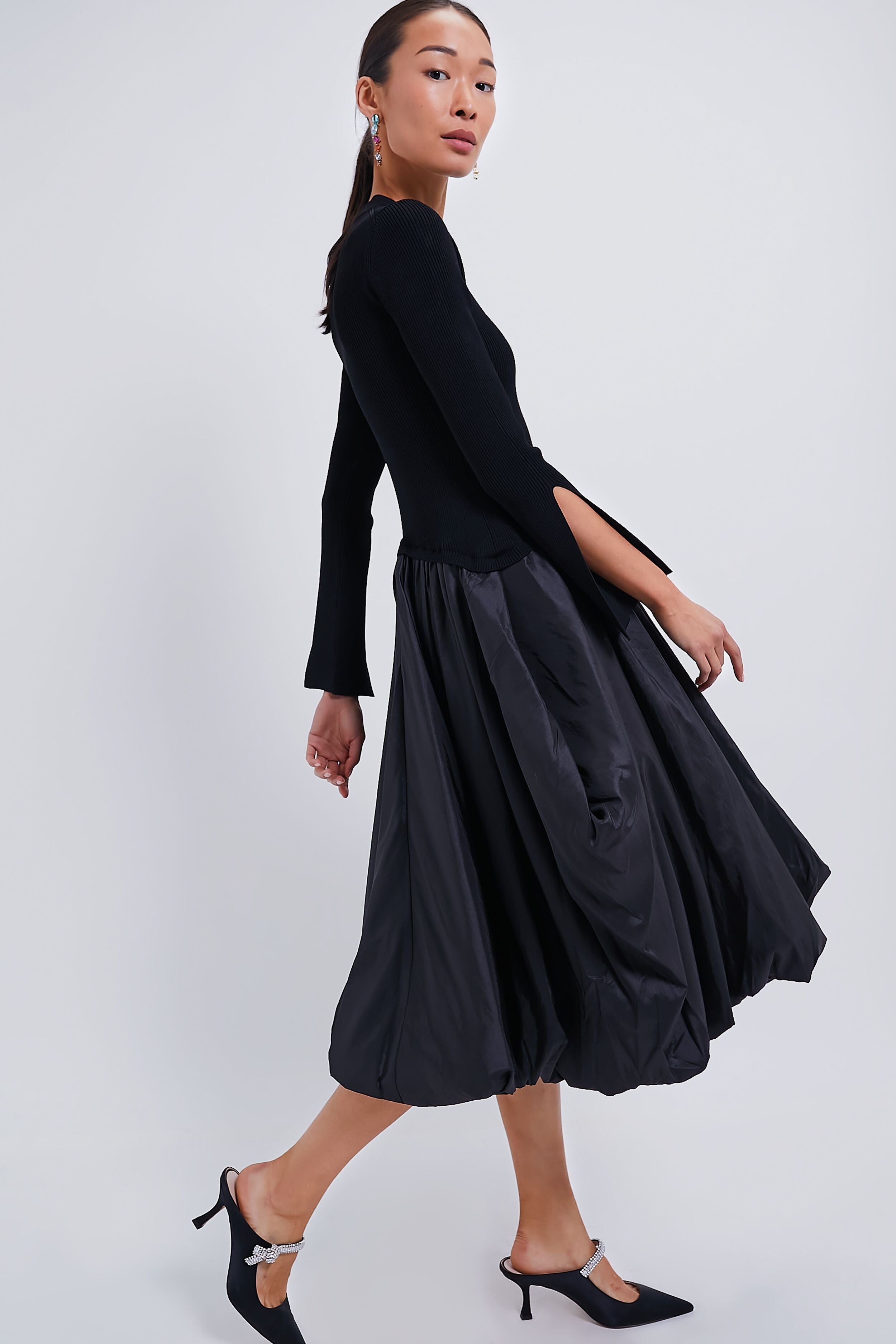 Black Kenlie Long Sleeve Mock Neck Midi Dress | SIMKHAI | Tuckernuck