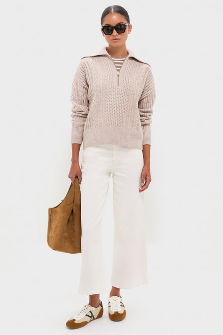 Parchment Camello Relaxed Cable Half Zip