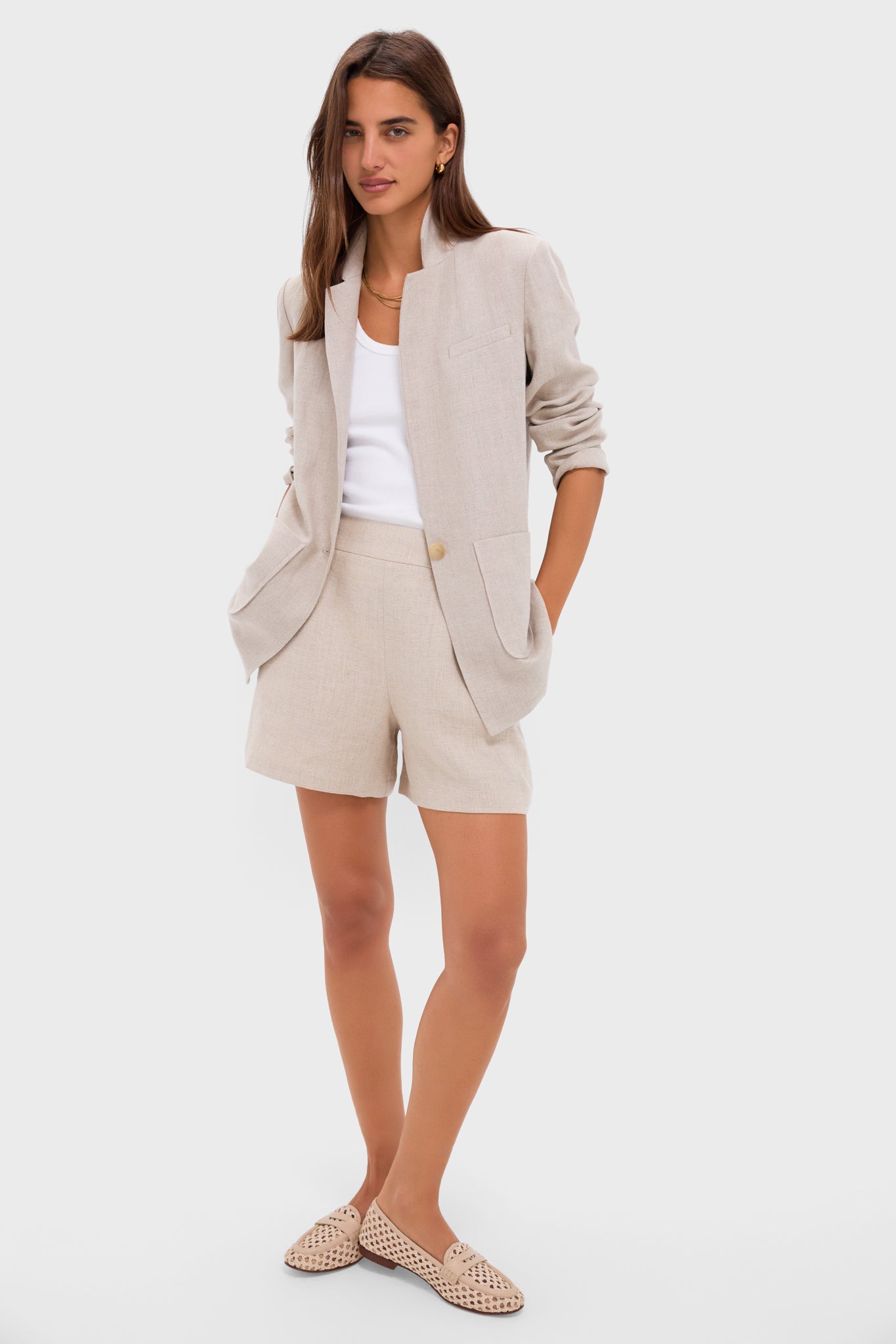 Tan Linen Shipley Shorts