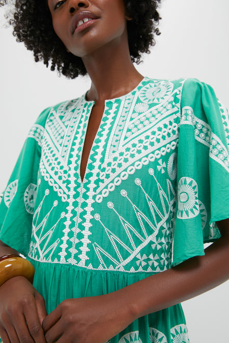 Soleil Sage Flirty V-Neck Maxi Dress