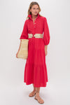 Hibiscus Red Cotton Mabel Maxi Dress