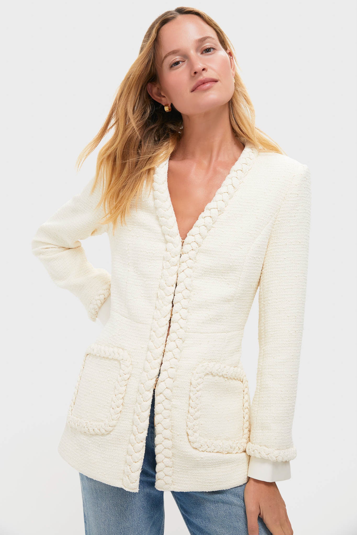 Cream Braided Trim Shay Jacket | Tuckernuck