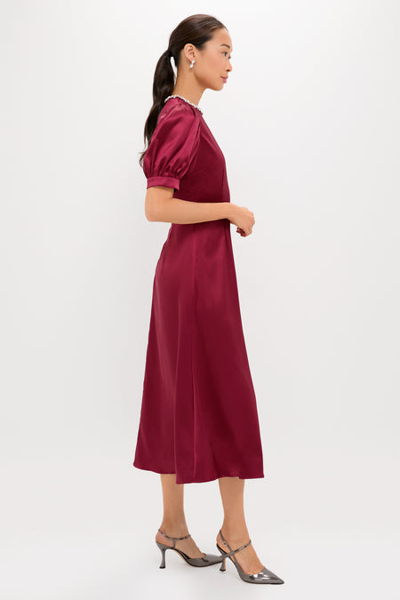 Oxblood Embellished Sappho Midi Dress