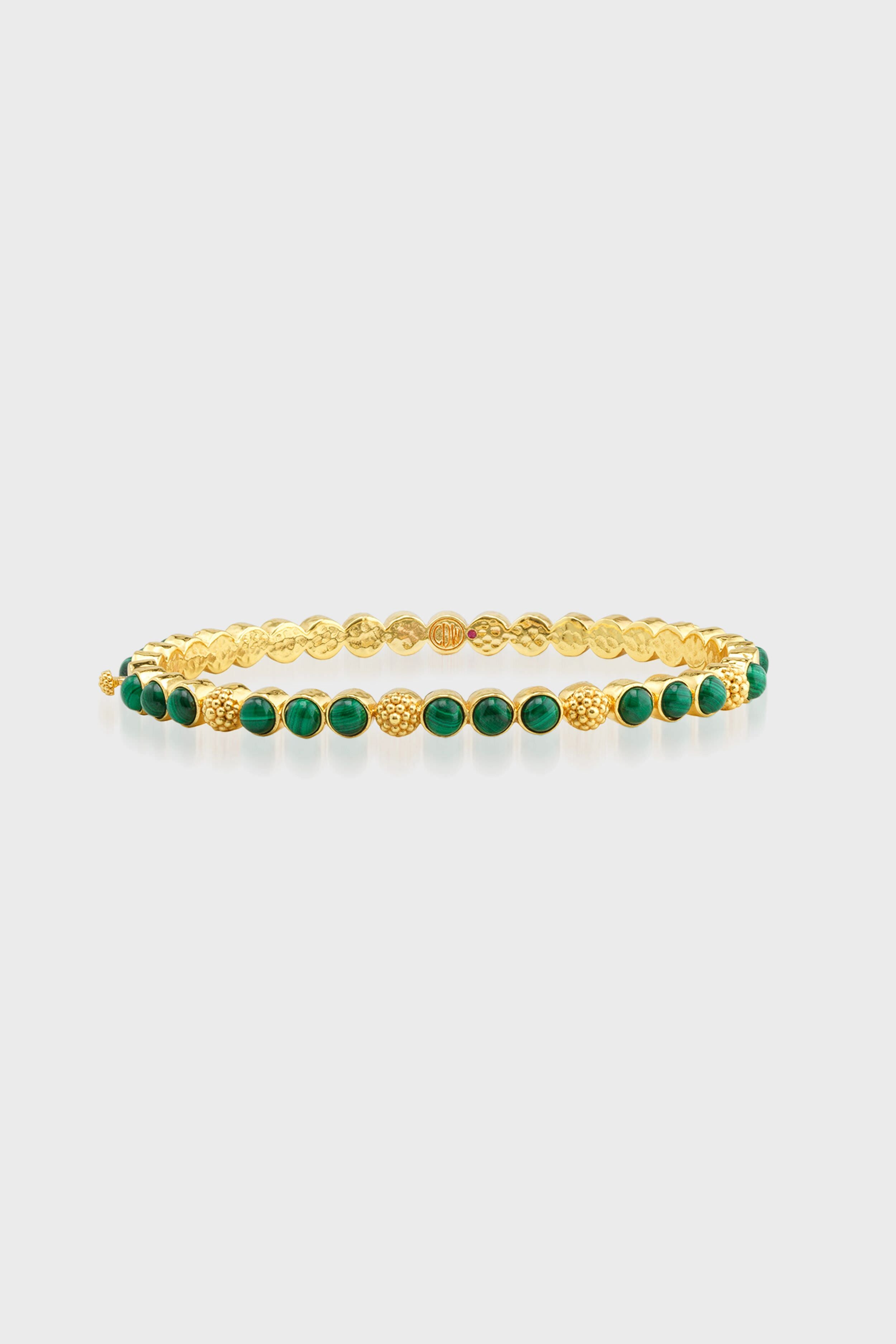 Berry Gem Petite Hinged Bangle - Malachite