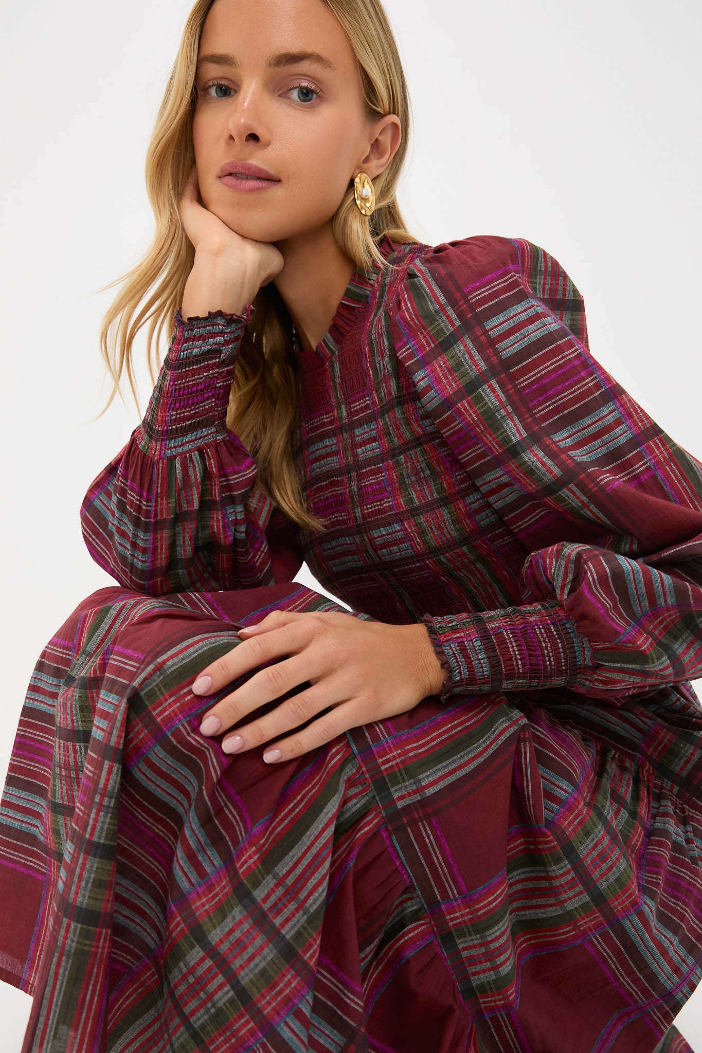 Red Plaid Ivy Maxi Dress Ro's Garden Red Plaid / S Red Plaid Ivy Maxi Dress Ro's Garden Red Plaid / S