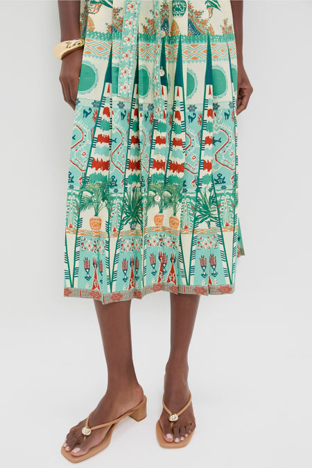 Green Tribal Botanic Claudia Dress