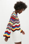 Multicolor Chevron Crop Sweater